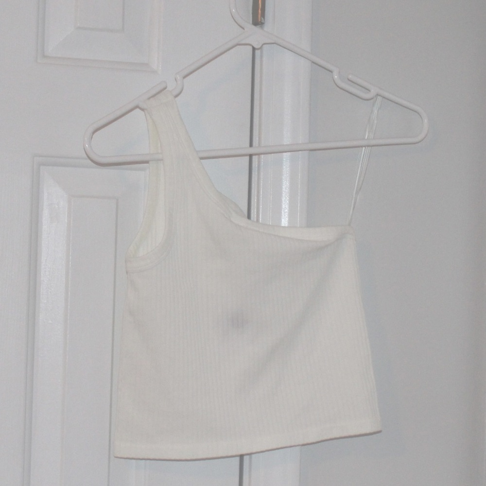 Miss Cocky One Shoulder White Crop Top